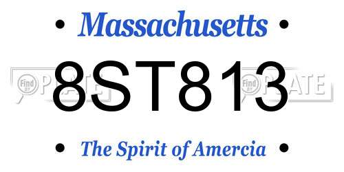 8ST813 Massachusetts License Plate