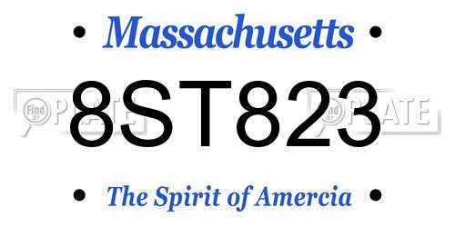 8ST823 Massachusetts License Plate