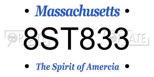8ST833 Massachusetts License Plate