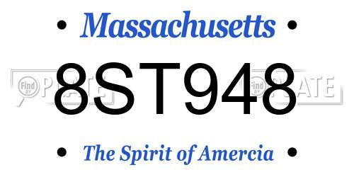 8ST948 Massachusetts License Plate