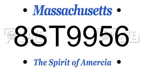8ST9956 Massachusetts License Plate