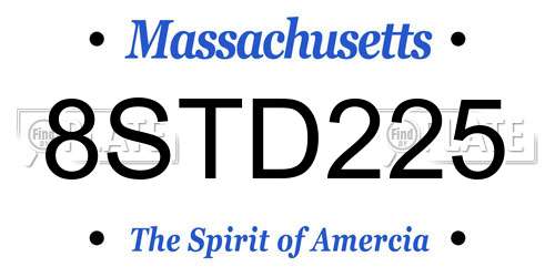 8STD225 Massachusetts License Plate