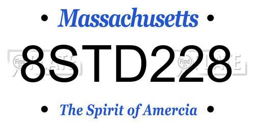 8STD228 Massachusetts License Plate