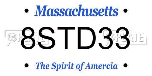 8STD33 Massachusetts License Plate
