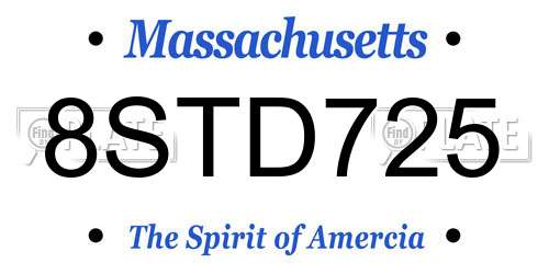 8STD725 Massachusetts License Plate