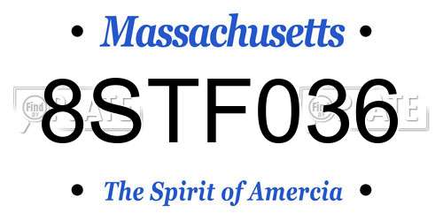 8STF036 Massachusetts License Plate