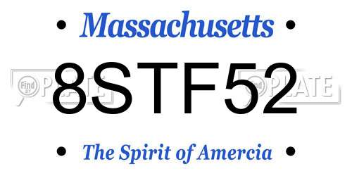 8STF52 Massachusetts License Plate