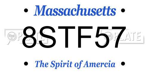 8STF57 Massachusetts License Plate