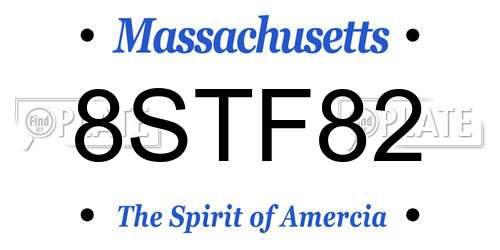 8STF82 Massachusetts License Plate