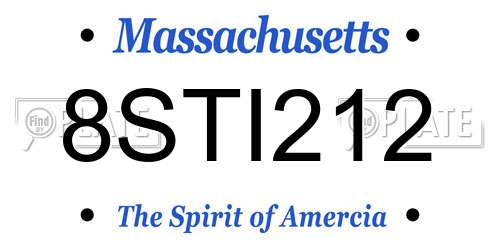 8STI212 Massachusetts License Plate