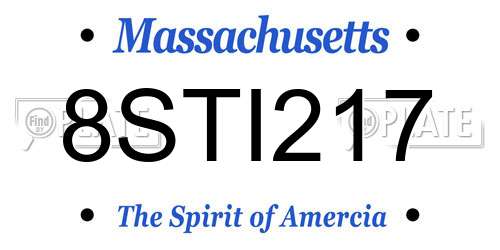8STI217 Massachusetts License Plate