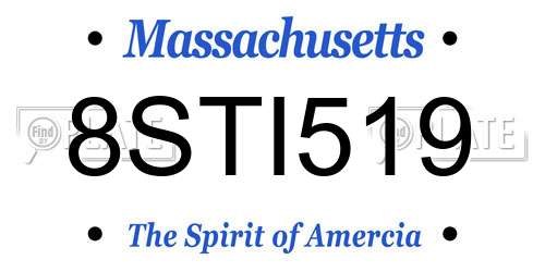 8STI519 Massachusetts License Plate