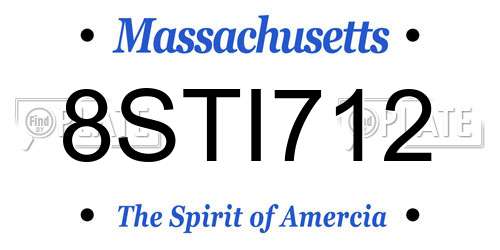 8STI712 Massachusetts License Plate