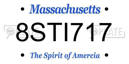 8STI717 Massachusetts License Plate