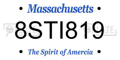 8STI819 Massachusetts License Plate