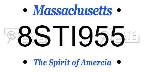 8STI955 Massachusetts License Plate
