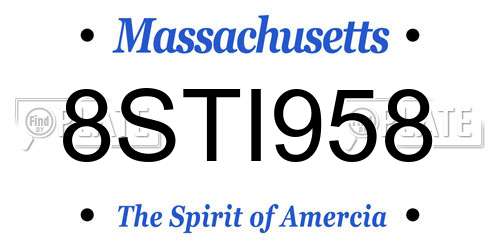 8STI958 Massachusetts License Plate