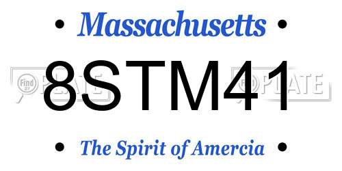 8STM41 Massachusetts License Plate