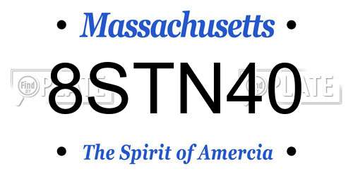 8STN40 Massachusetts License Plate