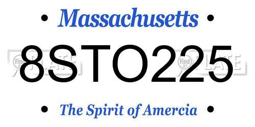 8STO225 Massachusetts License Plate