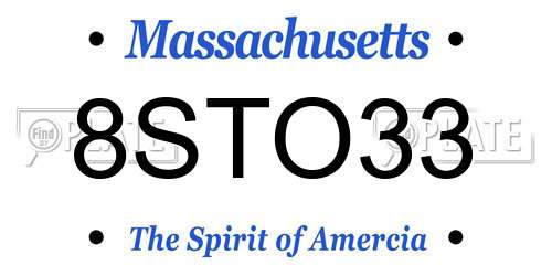 8STO33 Massachusetts License Plate
