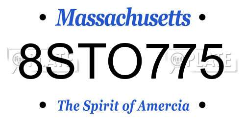 8STO775 Massachusetts License Plate
