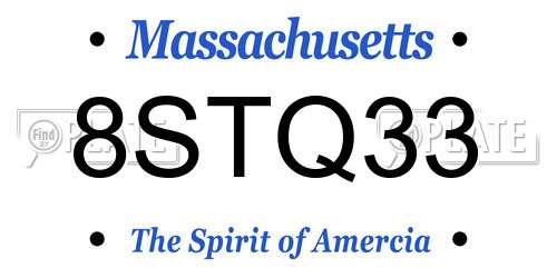 8STQ33 Massachusetts License Plate