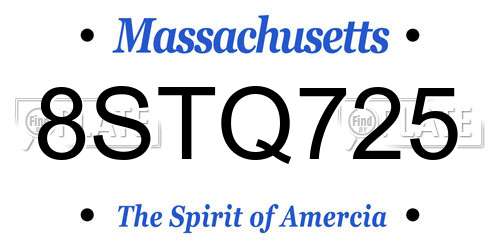 8STQ725 Massachusetts License Plate