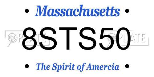 8STS50 Massachusetts License Plate