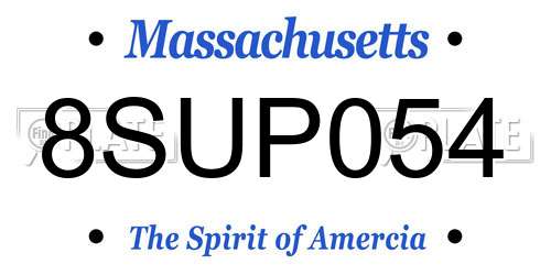 8SUP054 Massachusetts License Plate