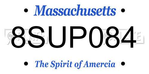 8SUP084 Massachusetts License Plate