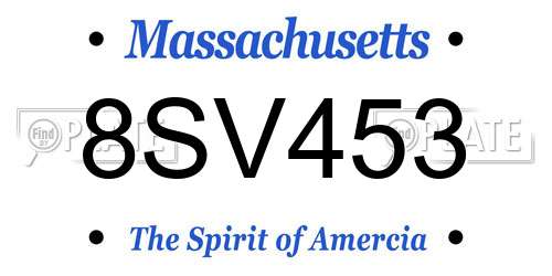 8SV453 Massachusetts License Plate