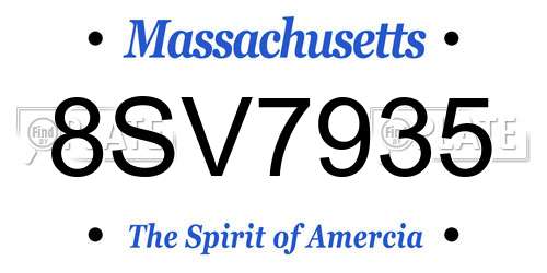 8SV7935 Massachusetts License Plate