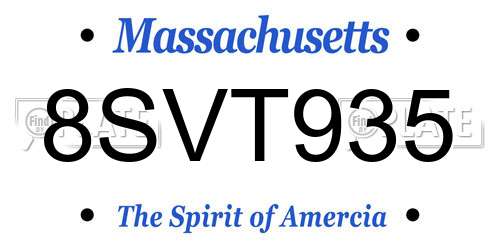 8SVT935 Massachusetts License Plate