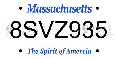 8SVZ935 Massachusetts License Plate