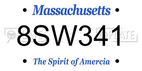 8SW341 Massachusetts License Plate