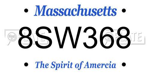 8SW368 Massachusetts License Plate