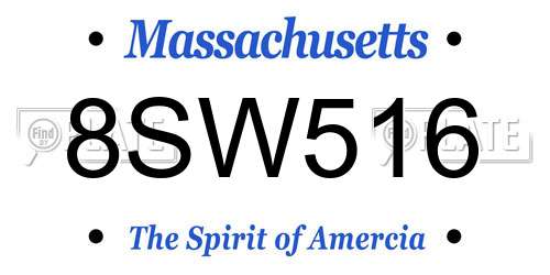 8SW516 Massachusetts License Plate