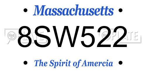 8SW522 Massachusetts License Plate