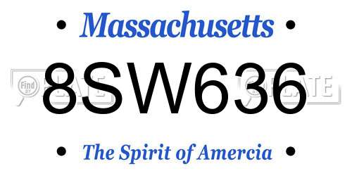 8SW636 Massachusetts License Plate