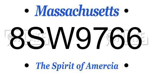 8SW9766 Massachusetts License Plate