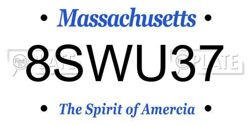 8SWU37 Massachusetts License Plate