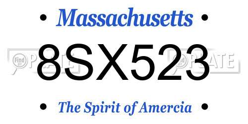 8SX523 Massachusetts License Plate