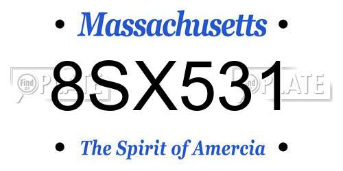 8SX531 Massachusetts License Plate