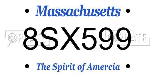 8SX599 Massachusetts License Plate