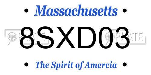 8SXD03 Massachusetts License Plate
