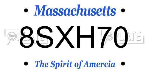 8SXH70 Massachusetts License Plate