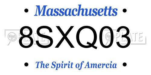 8SXQ03 Massachusetts License Plate