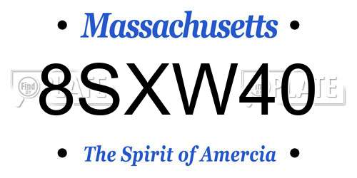 8SXW40 Massachusetts License Plate