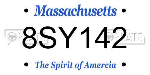8SY142 Massachusetts License Plate